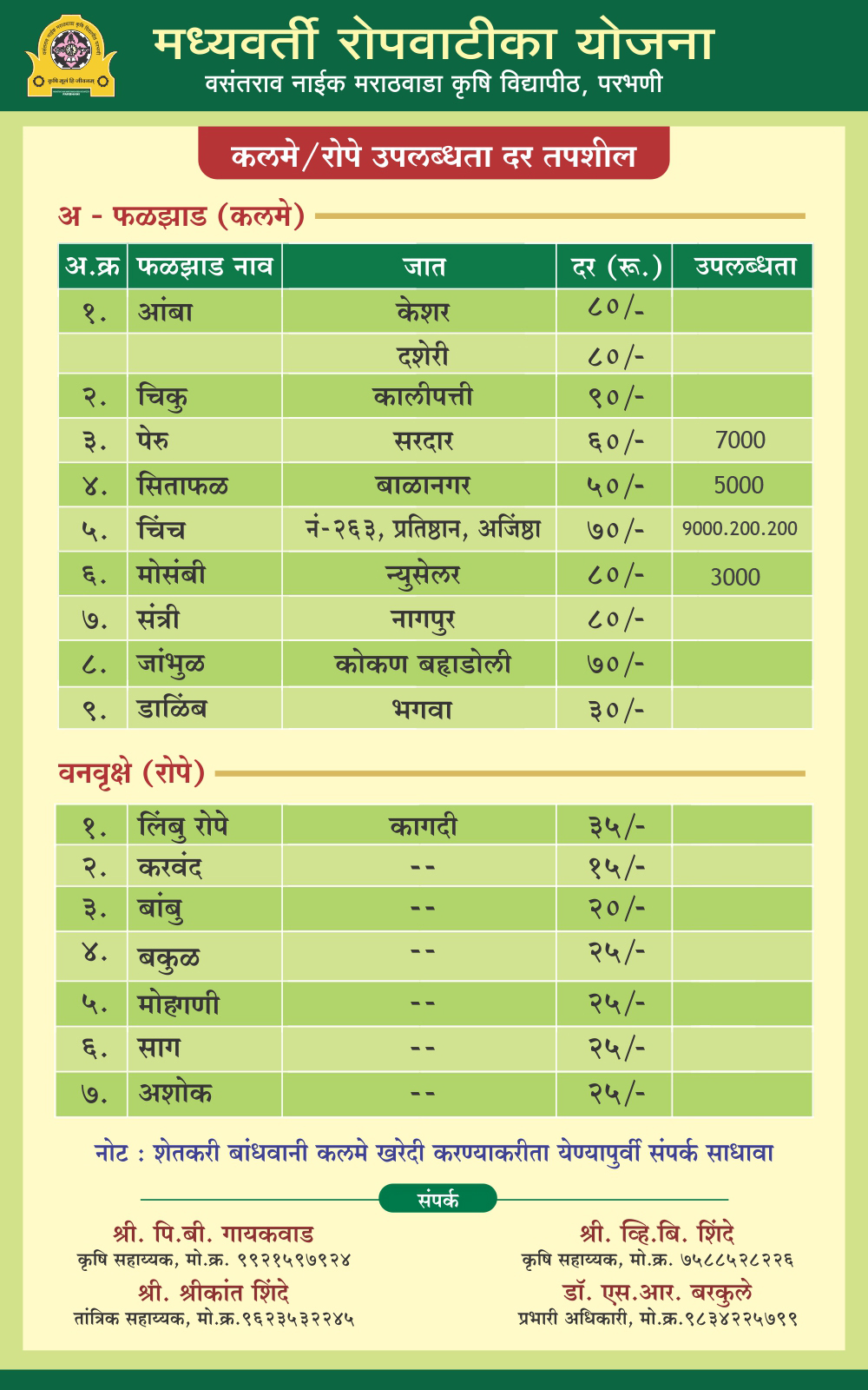 मध्यवर्ती रोपवाटिका योजना